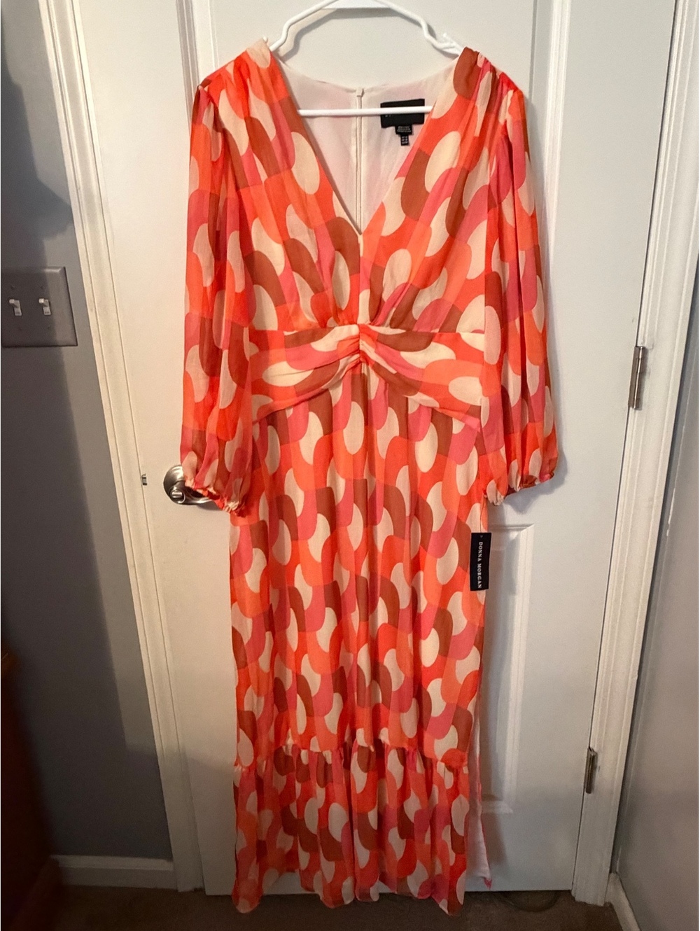 Donna Morgan Long Sleeve Midi Dress with Abstract Pattern